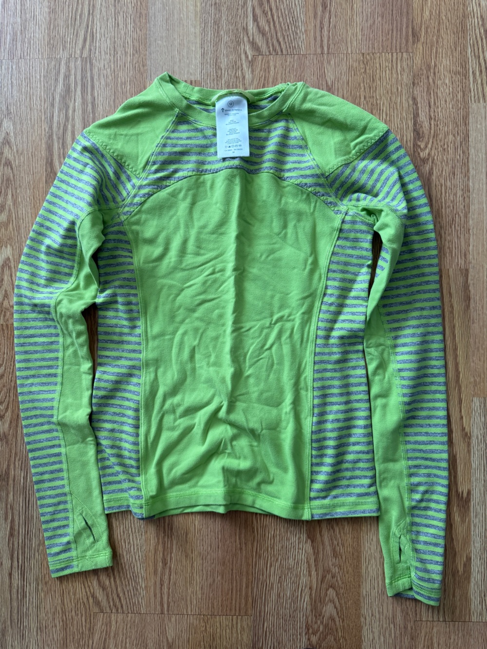 Ivivva Lime Green and Gray Striped Girls' Long Sleeve Top